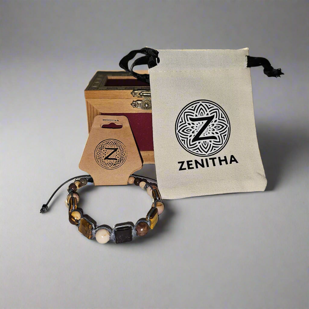 handmade shamballa bracelet tiger eye australian zebra jasper package